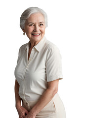 Beautiful stylish aged woman, isolated, transparent background, no background. PNG.