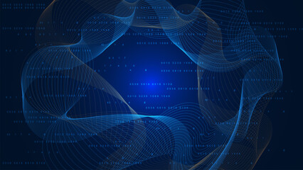 Abstract digital big data visualization concept. Futuristic infographics, network connection and global communication technology background.