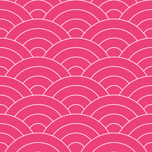 Pink Japanese Wave Pattern Background. Japanese Seamless Pattern Vector. Waves Background Illustration. For Clothing, Wrapping Paper, Backdrop, Background, Gift Card.