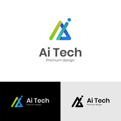 letter ai identity logo design with multicolor shape icon design element, minimalist style for business technology and company identity