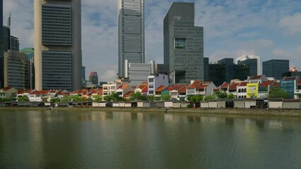 Wall Mural - Boat Quay restaurants on Singapore river, central business district