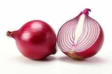 Generative AI : Red Onion Slices Isolated On White Background.