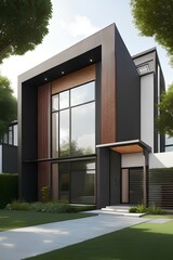 Wall Mural - 3d rendering of modern house model