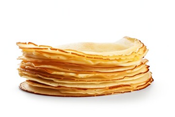 Wall Mural - Generative AI : Stack of thin crepes isolated on white background.