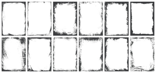 Canvas Print - Grunge frames set elements monochrome