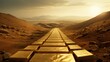 Economic Inequality, income and Wealth Inequality concept. Road made of gold bars symbolize extreme wealth