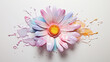  a colorful flower with a yellow center surrounded by water droplets.  generative ai