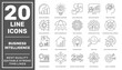 Business Intelligence icons set. Different Business Intelligence tools links icons. Business Intelligence Platform. Vector illustration. Editable stroke
