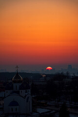 Wall Mural - sunset over city sky, nature background