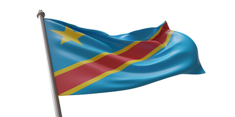 Canvas Print - Congo flag waving isolated on white transparent background, PNG.