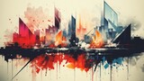 Fototapeta Nowy Jork - Modern art design picture of abstract city, contemporary collage image to print for decoration