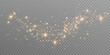 The dust sparks and golden stars shine with special light. Vector sparkles on a transparent background. Christmas light effect. Sparkling magical dust particles.	
