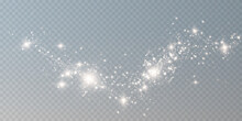 The Dust Sparks And Golden Stars Shine With Special Light. Vector Sparkles On A Transparent Background. Christmas Light Effect. Sparkling Magical Dust Particles.	