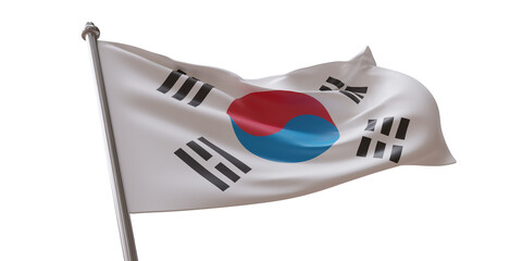 Sticker - South Korea flag waving isolated on white transparent background, PNG.