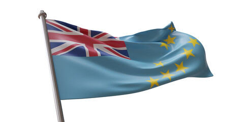 Sticker - Tuvalu flag waving isolated on white transparent background, PNG.