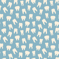 Wall Mural - seamless dental pattern with white teeth- vector illustration