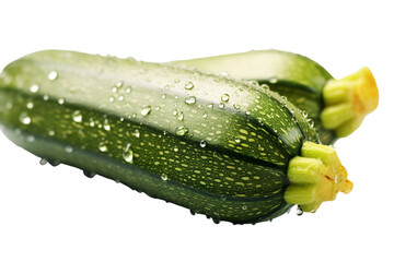 Zucchini isolated with waterdrops ,transparent background.