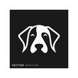 Dog logo wit simple clean minimalist style, negative space