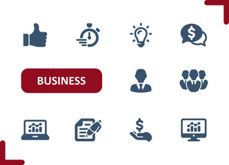 Wall Mural - Business Icons. Investment, Investing, Thumbs Up, Deadline, Businessman, Money, Contract Vector Icon