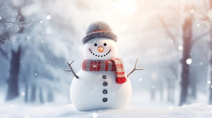 Wall Mural - Magic snowman in winter