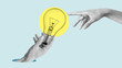 © Andrii - Collage with hands and light bulb which is symbolizing creativity concept and new ideas in business