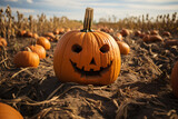 Fototapeta  - pumpkin on pumpkin field, pumpkin, halloween, pumpkins