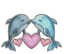 Cute Kawaii Dolphins In Love Transparent Png High Quality Perfect For Printing, Apparel, Kids Decor And Print On Demand
