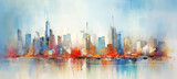 Fototapeta Nowy Jork - fantasy city abstraction in colors art