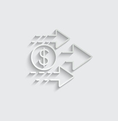 Wall Mural - dollar rate increase icon up dollar  sign