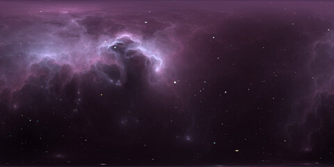 Wall Mural - 360 degree space background with nebula and stars, equirectangular projection, environment map. hdri