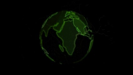 Aufkleber - Earth Rotating in Loop at Night. Shiny Bright City Lights Visible from Space. Animation of Blue Planet Spinning Seamlessly 360 Degrees with Green Screen Mask. 4K.