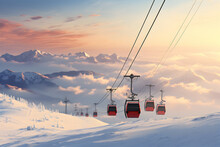 Mountain Lift, Cable Chairlift Transport, Ski Lift, Winter Landscape, Snow Mountains, Winter Vacation, Alpine Landscape, Activity, Winter Resort Concept