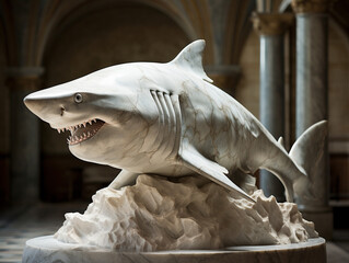 Sticker - A Marble Statue of a Shark