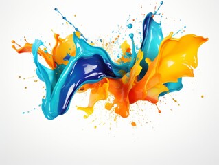 Canvas Print - mix color paint splash on white background