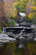 Glade Creek Grist Mill in Babcock State Park in Autumn with reflection