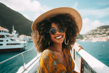 Cruise ship tourist black woman