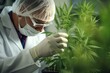 Cultivating scientists research medical cannabis strains.