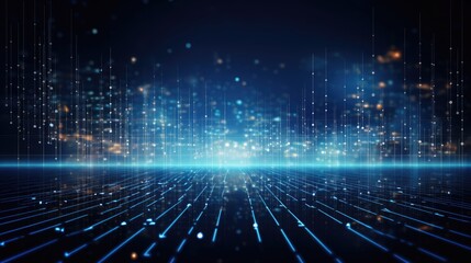 Wall Mural - blue abstract digital data background with particles and digital data network connections concept.