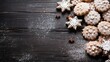 Festive Christmas Cookies on Dark Wooden Background