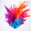 Powder explosion. Abstract colorful dust on background.