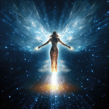 Spiritual Guidance Angel Of Light And Love Avatar Being Miracle On Sky Angelic Wings Generative AI