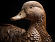 A Detailed Wood Carving of a Goose