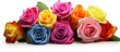 A vibrant bunch of roses comprised of various colors with a digitally enhanced image showcasing a striking burst of color featuring a mix of red yellow and pink roses all presented individu