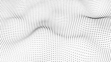 White abstract background and black dot. Futuristic, Modern, Digital, Abstract and technology dots wave background. Dot pattern with halftone effect.