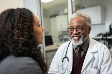 Canvas Print - Male doctor psychiatrist or psychotherapist. Background with selective focus and copy space