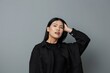 © SHOTPRIME STUDIO - Fashion woman face girl grey healthy background portrait smile asian beauty skin