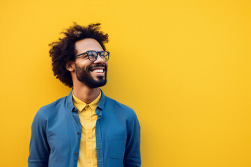 Wall Mural - portrait of a man against a yellow background