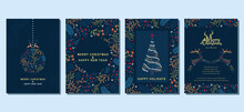 Christmas And New Year Greeting Cards Set. Modern Vector Illustration Concepts For Greeting Card  Website And Mobile Website Banner Party Invitation Card  Posters  Social Media Banners