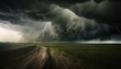  giant storm clouds over the field , of countryside dramatic scene