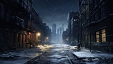 Fototapeta Uliczki - Empty City Street In Winter, Generative AI Illustration